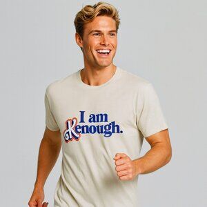 Barbie Movie “I Am Kenough” T-Shirt Men’s Large Brown Ken Meme Graphic Tee Prep